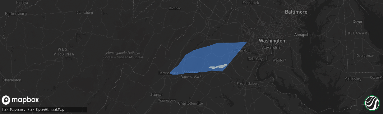 Hail map in Luray, VA on June 19, 2025