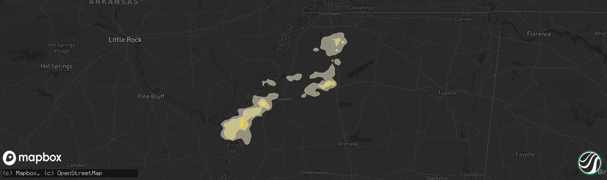 Hail map in Marks, MS on June 19, 2025