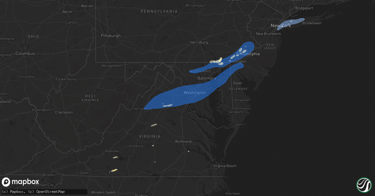 Hail map in Maryland on June 19, 2025