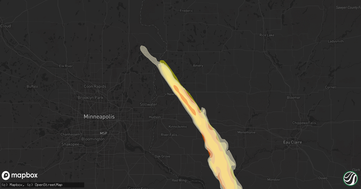 Hail map in New Richmond, WI on June 19, 2025