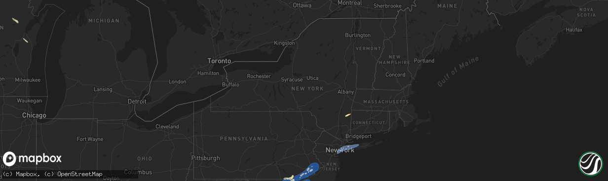 Hail map in New York on June 19, 2025