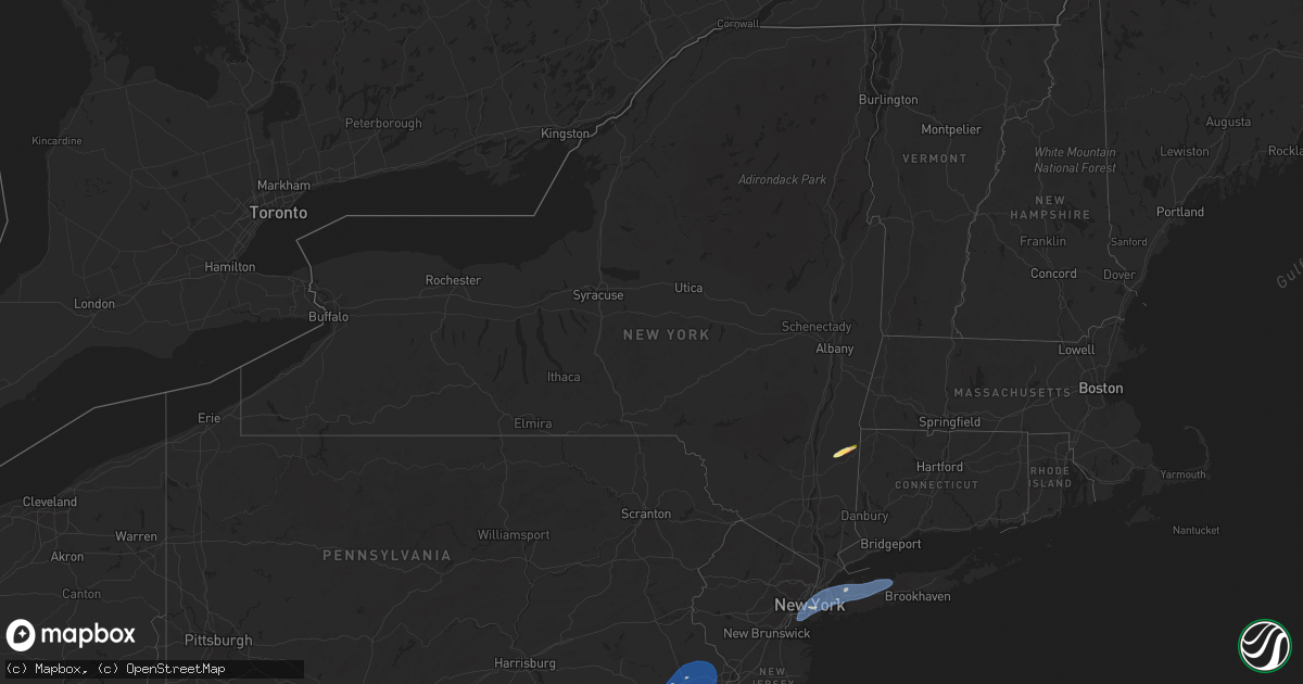 Hail map in New York on June 19, 2025