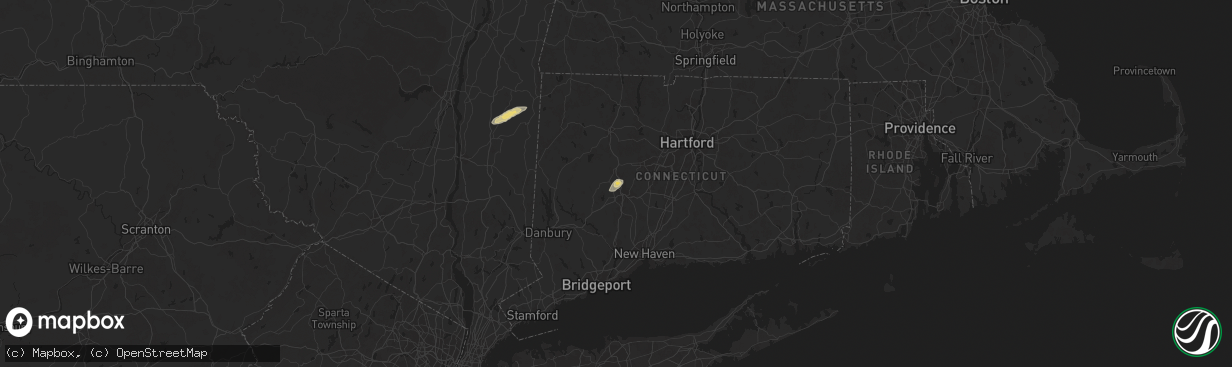 Hail map in Oakville, CT on June 19, 2025