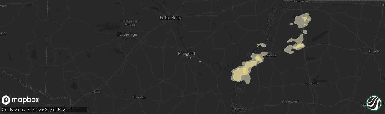 Hail map in Pine Bluff, AR on June 19, 2025