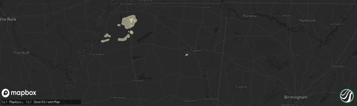 Hail map in Pontotoc, MS on June 19, 2025