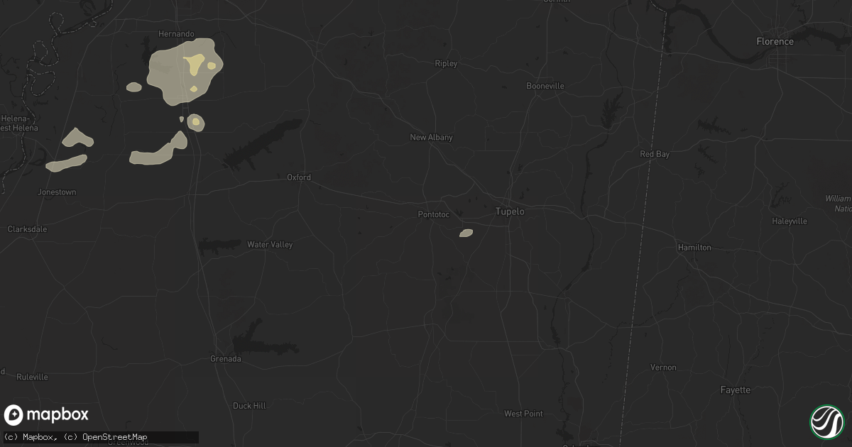 Hail map in Pontotoc, MS on June 19, 2025