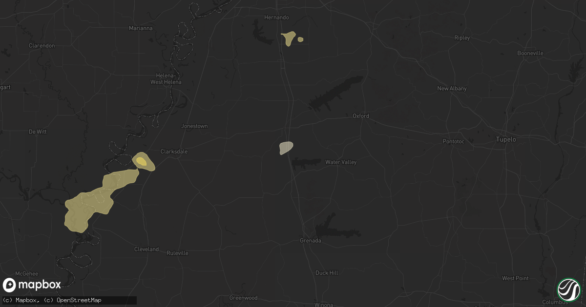 Hail map in Pope, MS on June 19, 2025