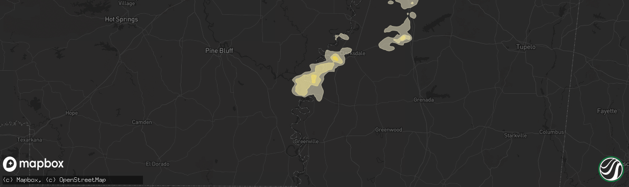 Hail map in Rosedale, MS on June 19, 2025
