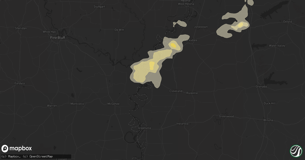 Hail map in Rosedale, MS on June 19, 2025
