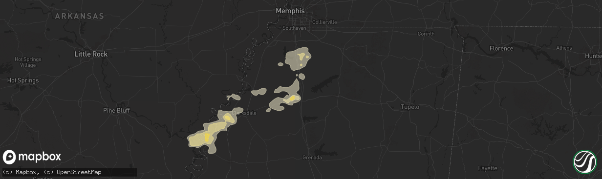 Hail map in Sardis, MS on June 19, 2025