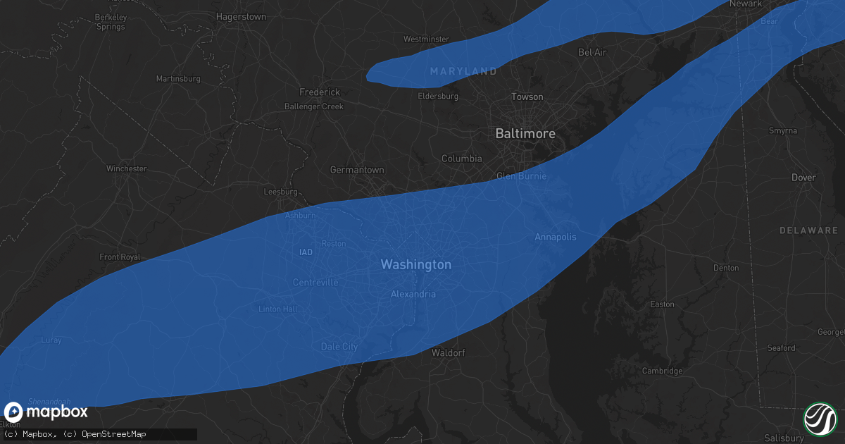Hail map in Silver Spring, MD on June 19, 2025