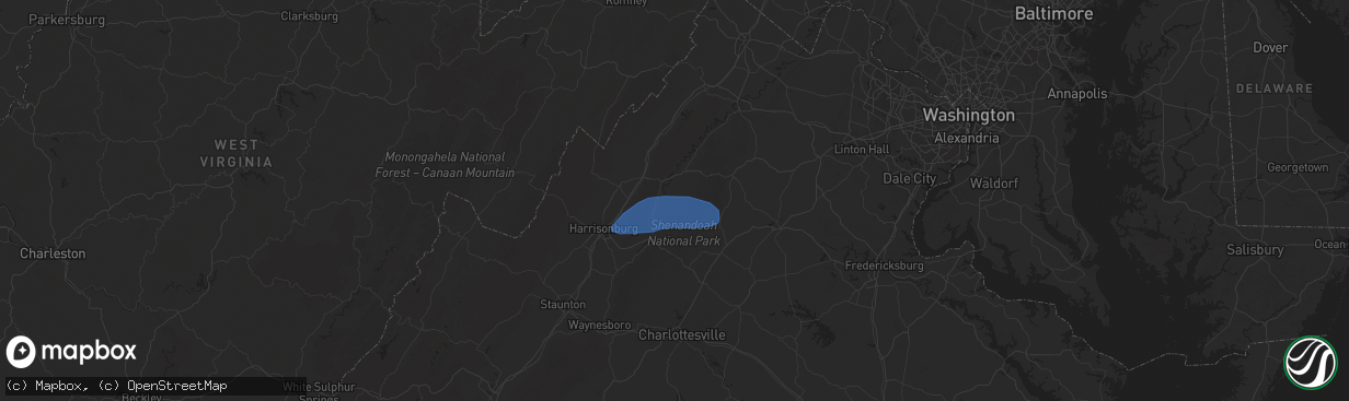 Hail map in Stanley, VA on June 19, 2025