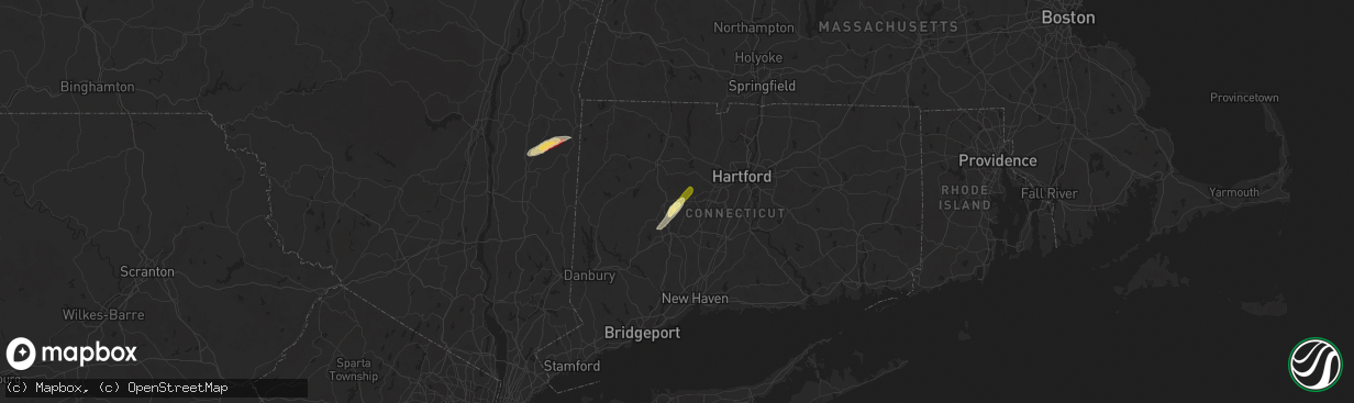 Hail map in Terryville, CT on June 19, 2025