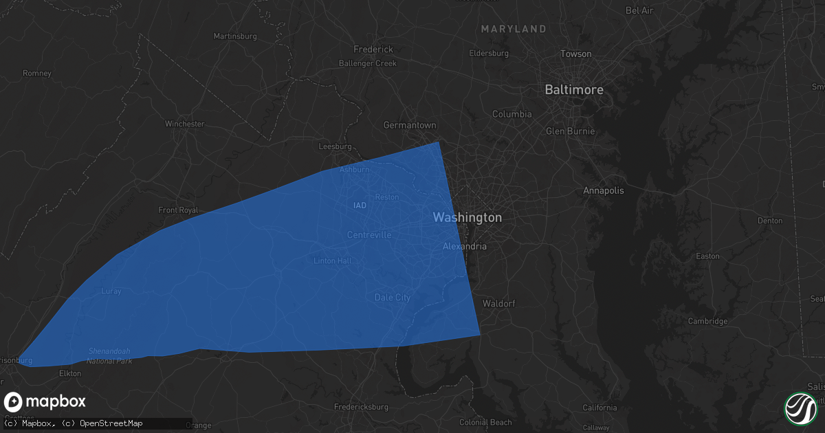 Hail map in Vienna, VA on June 19, 2025