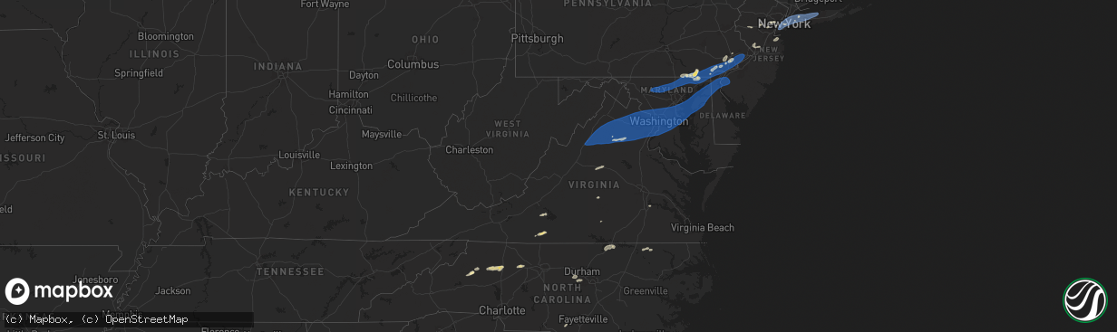 Hail map in Virginia on June 19, 2025