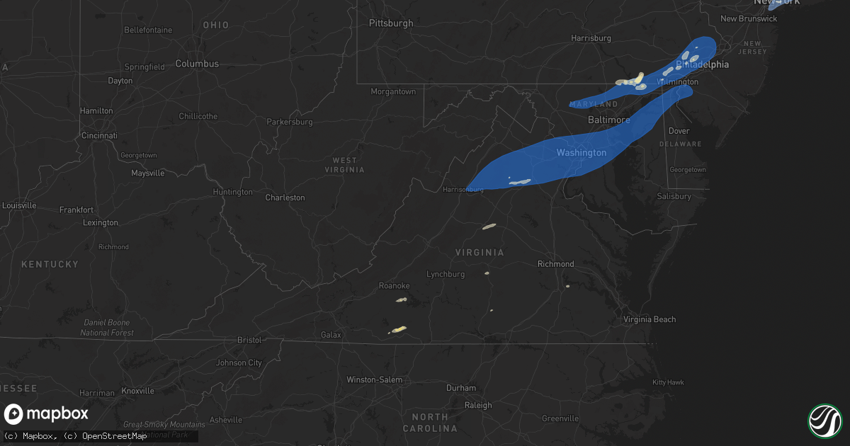 Hail map in Virginia on June 19, 2025