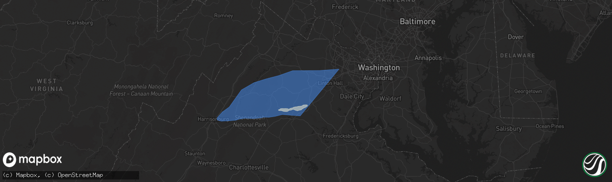 Hail map in Warrenton, VA on June 19, 2025