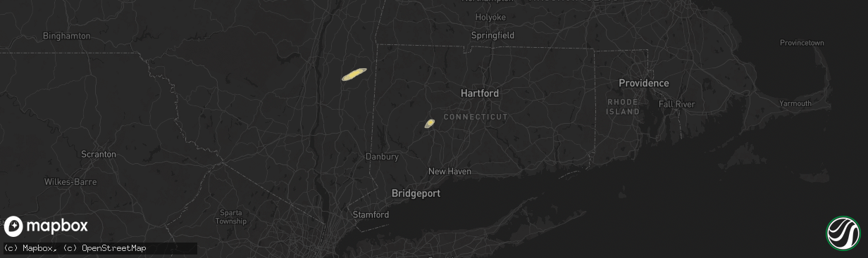 Hail map in Waterbury, CT on June 19, 2025
