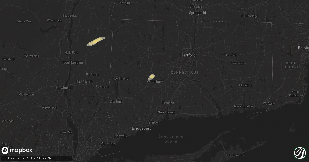 Hail map in Waterbury, CT on June 19, 2025
