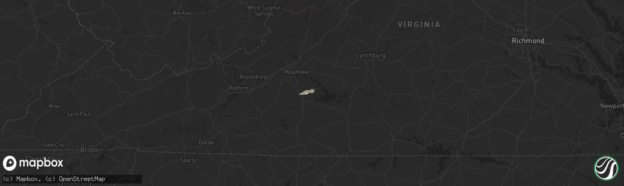 Hail map in Wirtz, VA on June 19, 2025