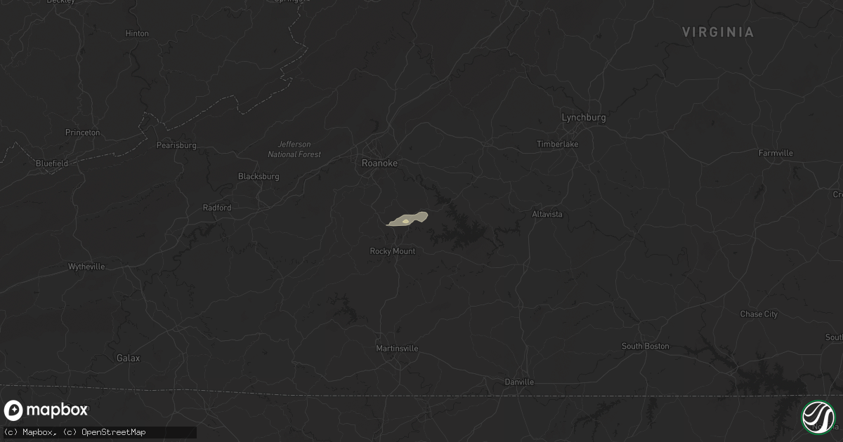 Hail map in Wirtz, VA on June 19, 2025
