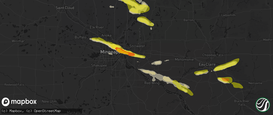 Hail map in Afton, MN on June 19, 2026