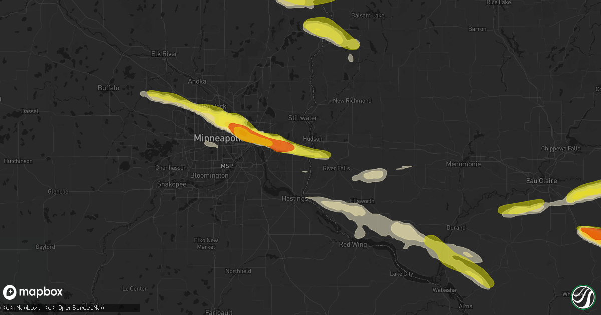 Hail map in Afton, MN on June 19, 2026