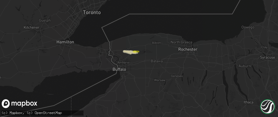 Hail map in Akron, NY on June 19, 2026