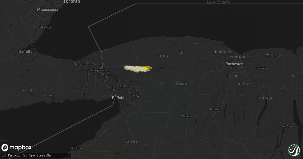Hail map in Akron, NY on June 19, 2026