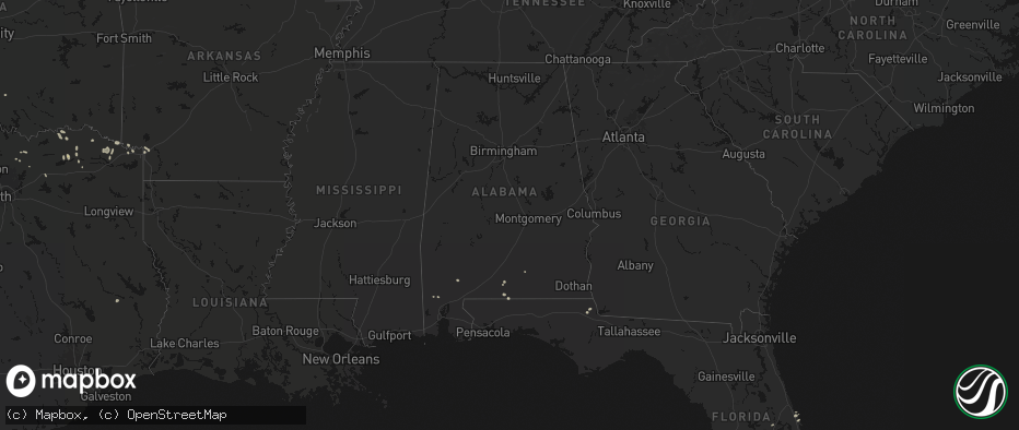 Hail map in Alabama on June 19, 2026