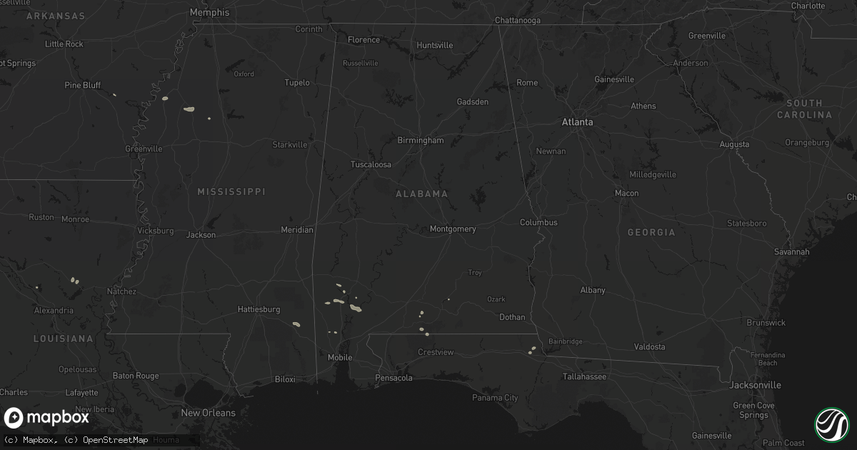 Hail map in Alabama on June 19, 2026