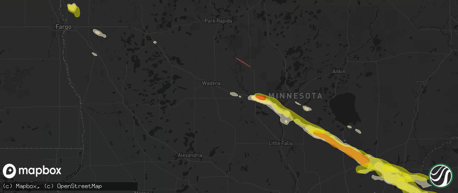 Hail map in Aldrich, MN on June 19, 2026