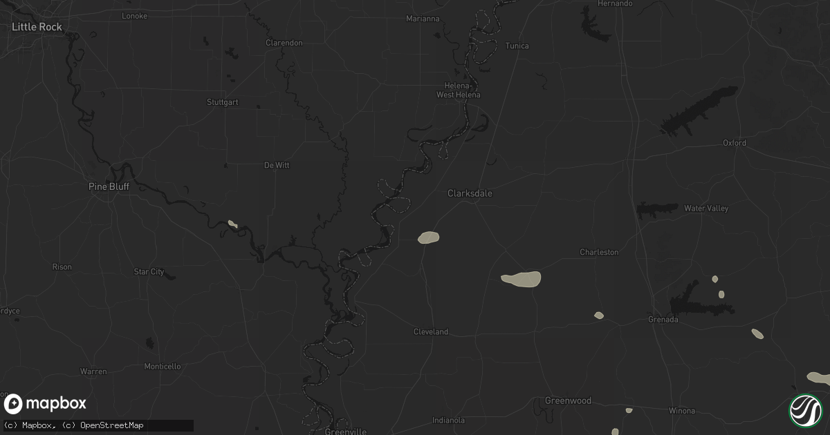 Hail map in Alligator, MS on June 19, 2026
