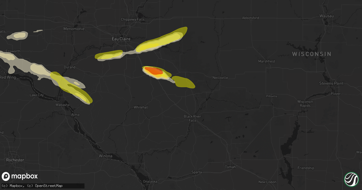 Hail map in Alma Center, WI on June 19, 2026