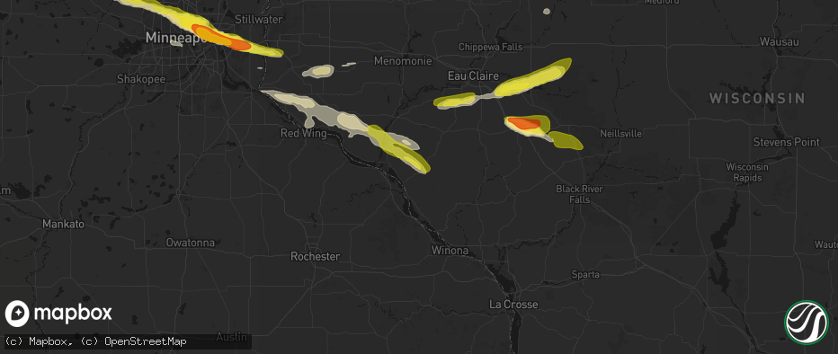 Hail map in Alma, WI on June 19, 2026