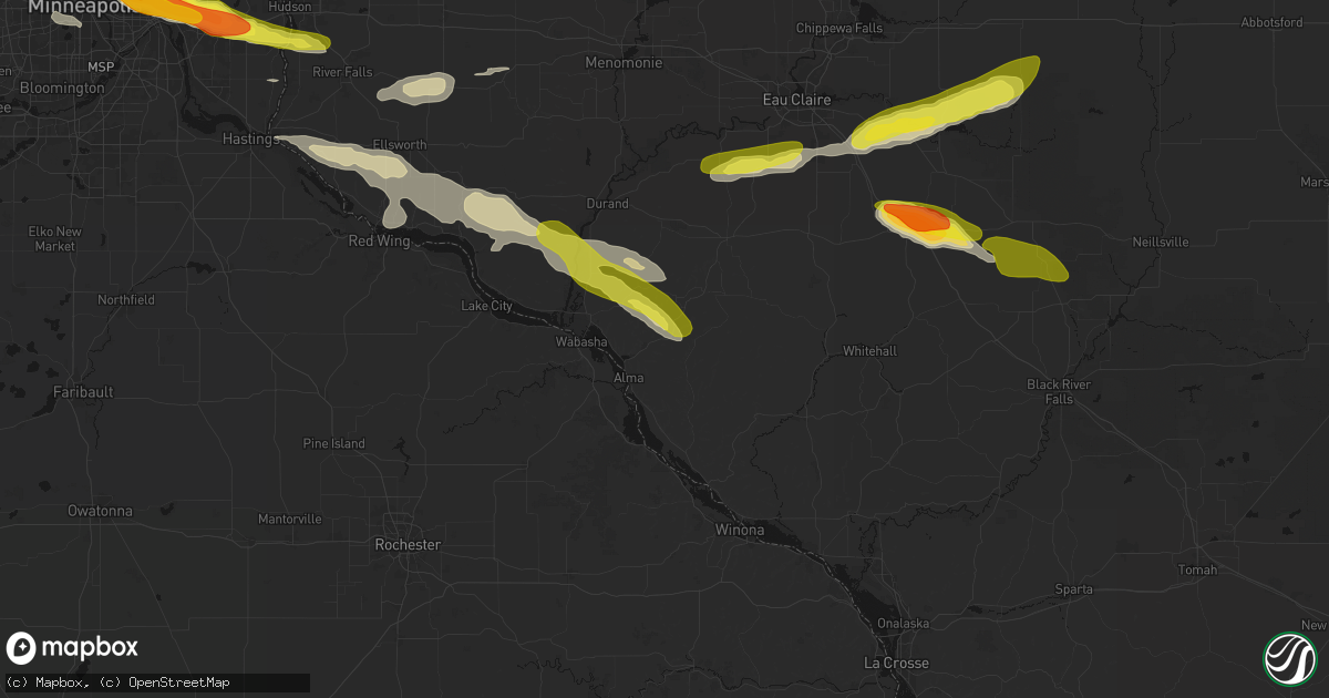 Hail map in Alma, WI on June 19, 2026
