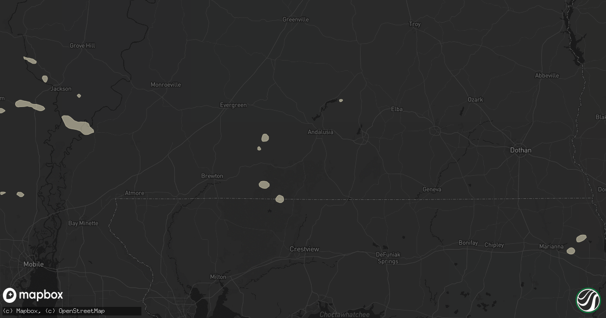Hail map in Andalusia, AL on June 19, 2026
