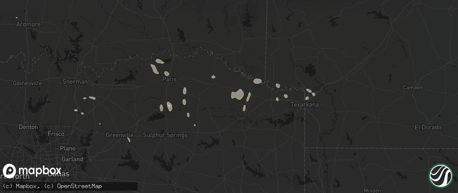 Hail map in Annona, TX on June 19, 2026