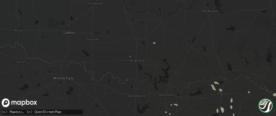 Hail map in Ardmore, OK on June 19, 2026
