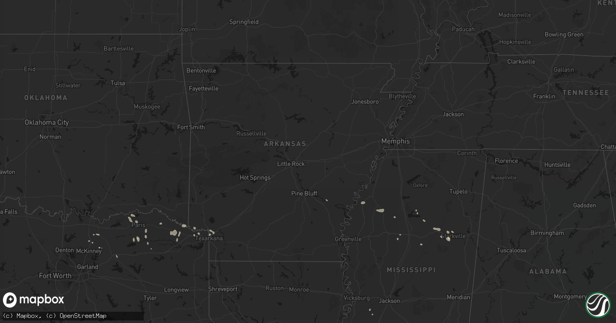 Hail map in Arkansas on June 19, 2026