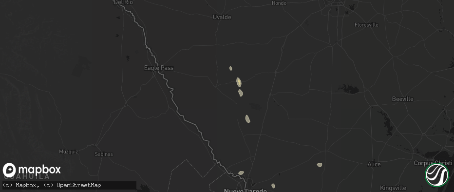 Hail map in Asherton, TX on June 19, 2026