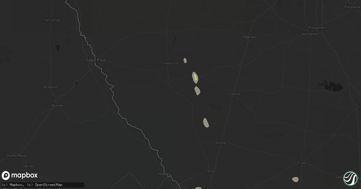 Hail map in Asherton, TX on June 19, 2026