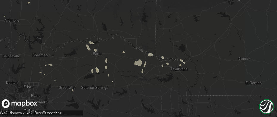 Hail map in Avery, TX on June 19, 2026
