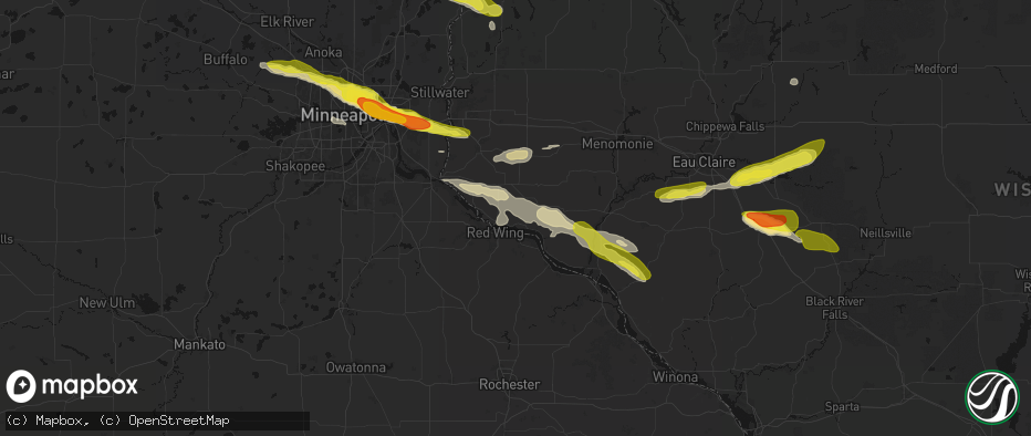 Hail map in Bay City, WI on June 19, 2026
