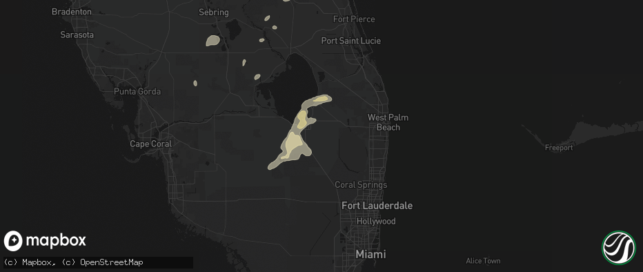 Hail map in Belle Glade, FL on June 19, 2026