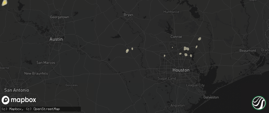 Hail map in Bellville, TX on June 19, 2026