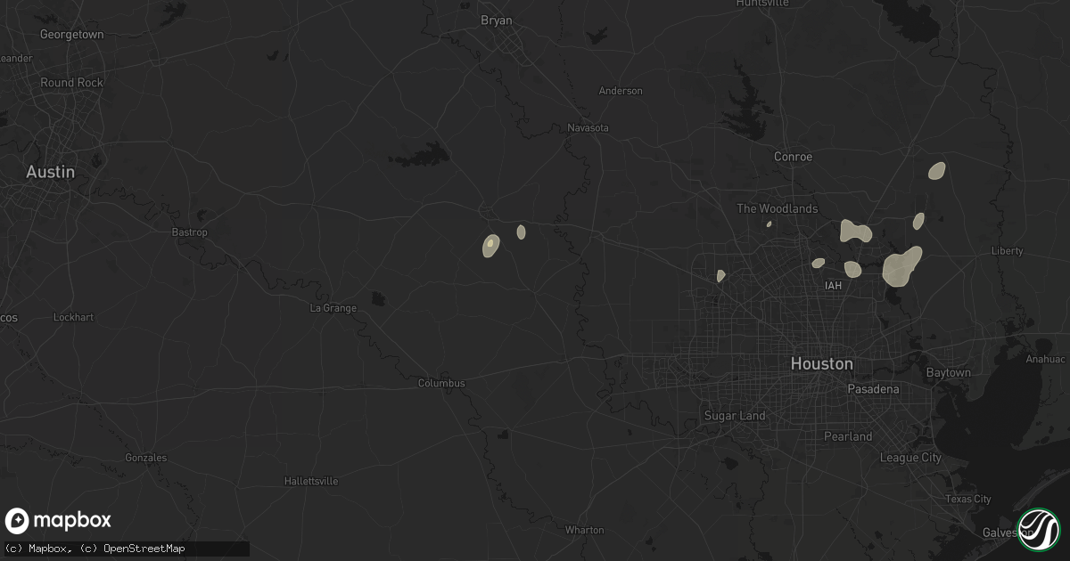 Hail map in Bellville, TX on June 19, 2026
