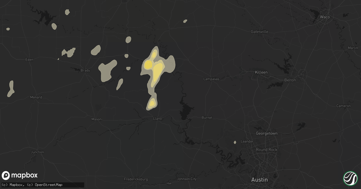 Hail map in Bend, TX on June 19, 2026
