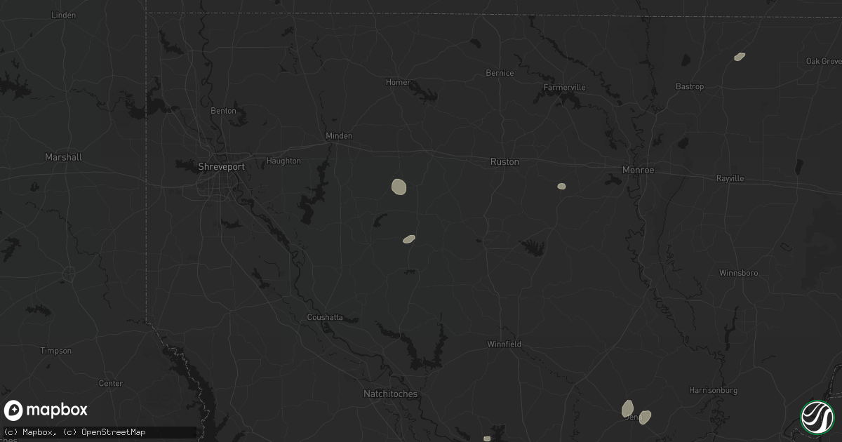 Hail map in Bienville, LA on June 19, 2026