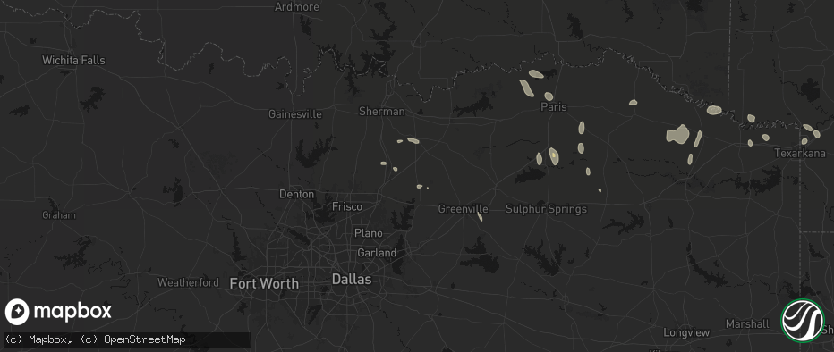 Hail map in Blue Ridge, TX on June 19, 2026